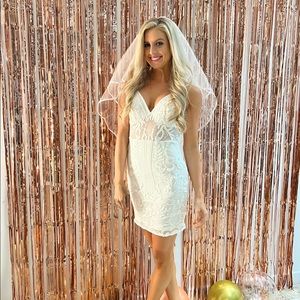 Lulu Delightfully Festive White Sleeveless Dress